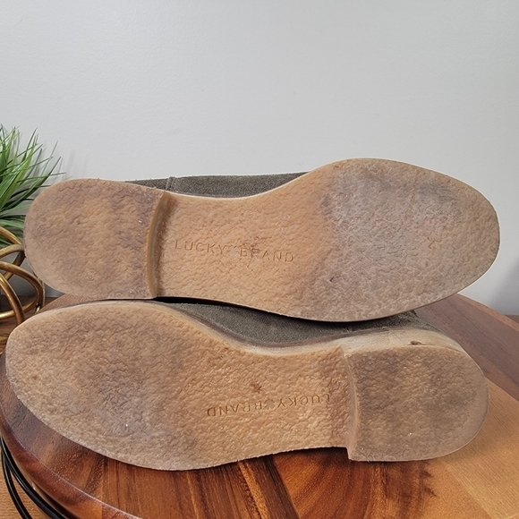 Lucky Brand Grayer Green Suede Fringe Kndd High Boots Size 7.5 - Picture 9 of 15